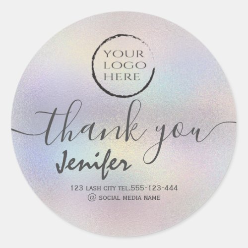 holographic  logo script thank you classic round sticker