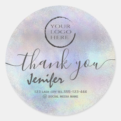 holographic  logo script thank you classic round sticker