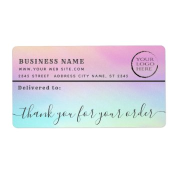 Holographic Logo Thank You Business Mailing Label by Makidzona at Zazzle