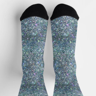 Holographic Luxury Navy Rainbow Glitter Socks