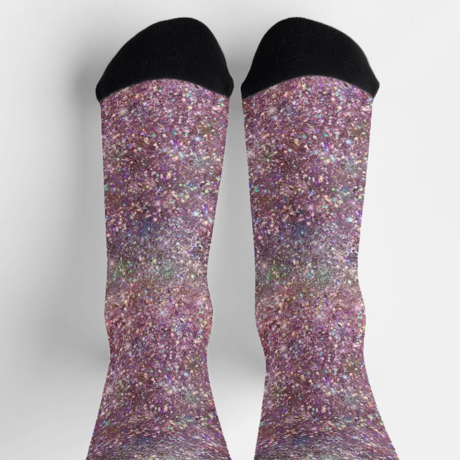 Holographic Luxury Pink Rainbow Glitter Socks (Top)