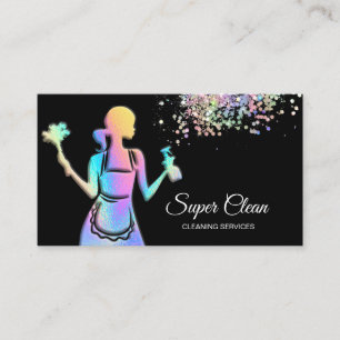 Holographic Maid Cleaning Cleaning Services Busine Business Card