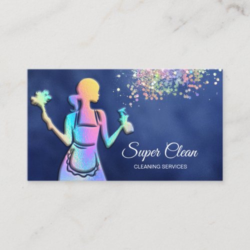 Holographic Maid Cleaning Cleaning Services Busine Business Card