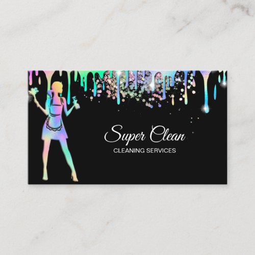 Holographic Maid Cleaning Cleaning Services Busine Business Card