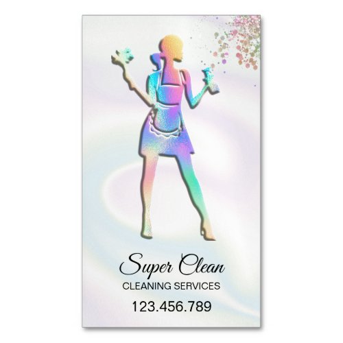 Holographic Maid Cleaning Cleaning Services Busine Business Card Magnet