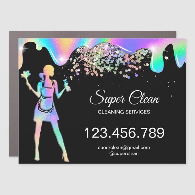 Holographic Maid Cleaning Cleaning Services Busine Car Magnet (Front)