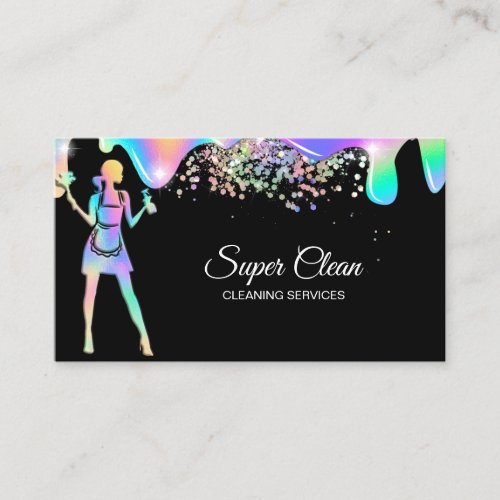 Holographic Maid Cleaning Cleaning Services Business Card