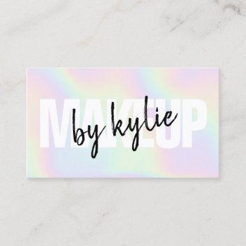 Holographic Makeup Artist Bold Signature Script Business Card by moodii at Zazzle