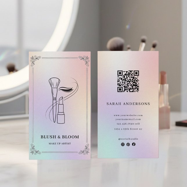 Holographic Makeup Artist Card with QR Code (Creator Uploaded)