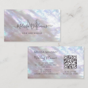 Holographic Makeup Artist Monogram Business Card