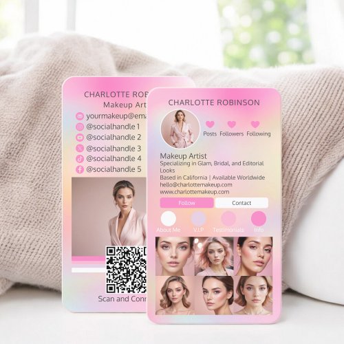 Holographic Makeup beauty Social Media Influencer Business Card