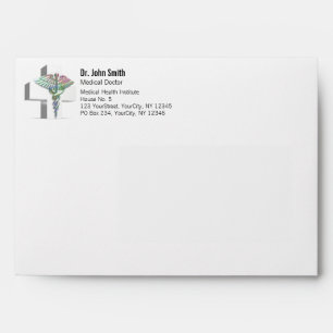 Holographic Medical 3D Caduceus White Cross Envelope