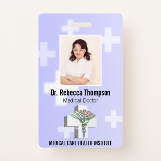Holographic Medical 3D Caduceus White Cross Photo