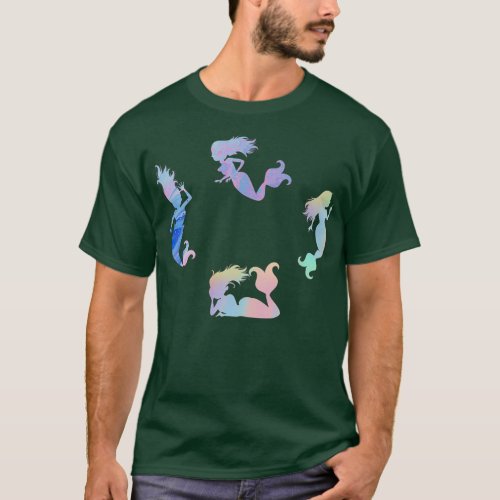 Holographic Mermaid 4 holographic watercolor merma T_Shirt