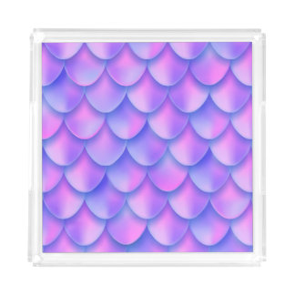 Holographic mermaid tail, vibrant foil texture. acrylic tray