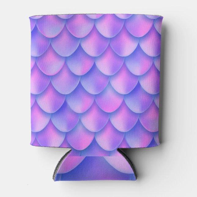 Holographic mermaid tail, vibrant foil texture. can cooler (Front)