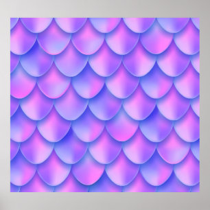 Holographic mermaid tail, vibrant foil texture. poster