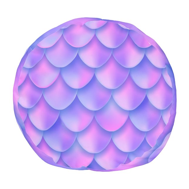 Holographic mermaid tail, vibrant foil texture. pouf (Bottom)