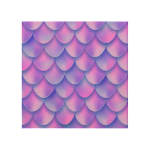 Holographic mermaid tail, vibrant foil texture. wood wall art