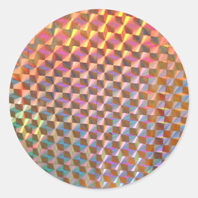 holographic metal photograph colorful design classic round sticker (Front)