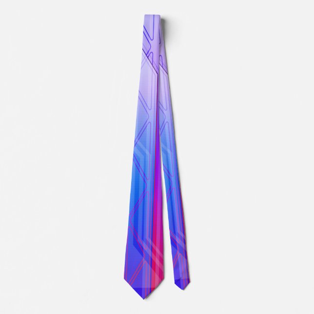 Holographic Miami Blue Sci-Fi Panel Neck Tie (Front)