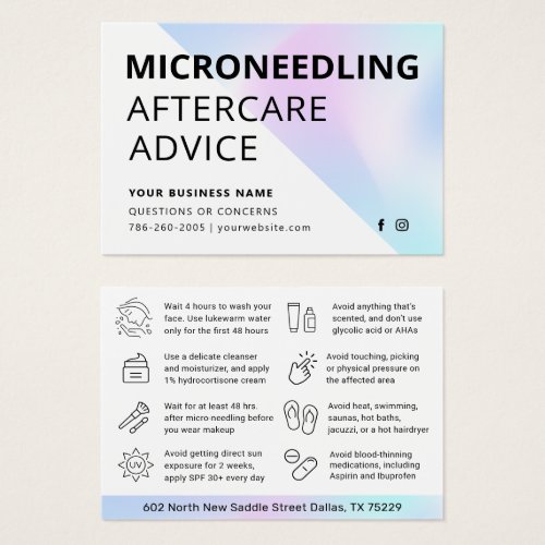 Holographic Microneedling Aftercare Advice Card