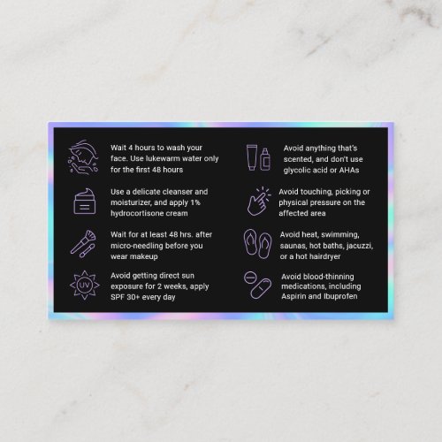 Holographic Microneedling Aftercare Card