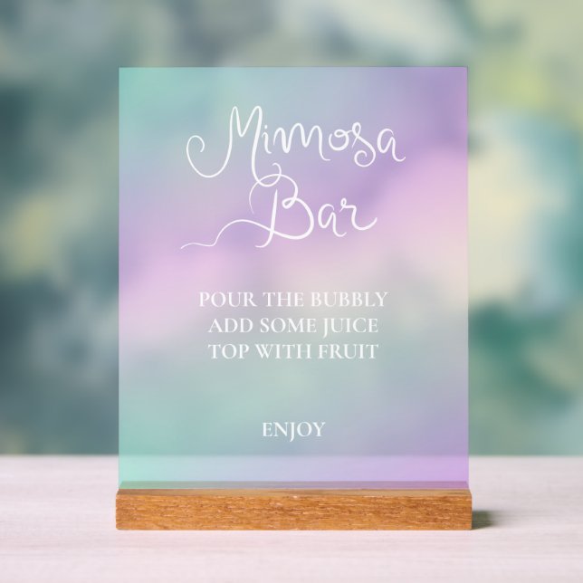 Holographic Mimosa Bar Acrylic Sign (Neutral)