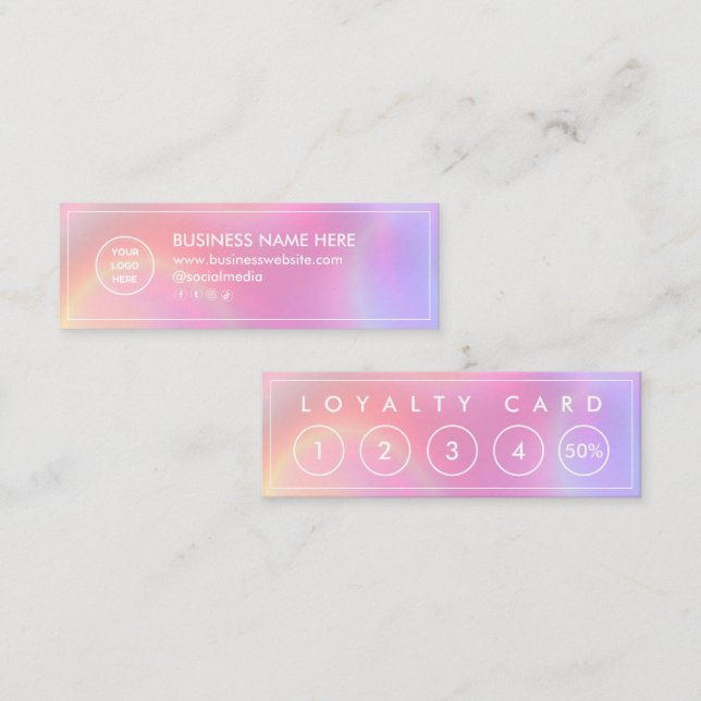 Holographic Mini Chic Modern Minimalist Loyalty Card (Front/Back)
