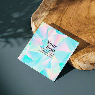 Holographic Modern Bold Social Media Follow Us Square Business Card