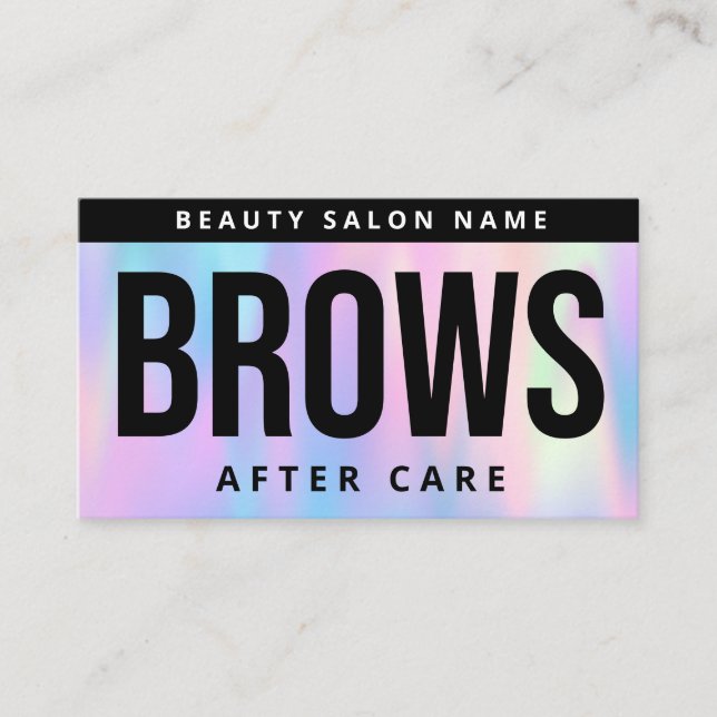 Holographic Modern Brows Aftercare Guide Business Card (Front)