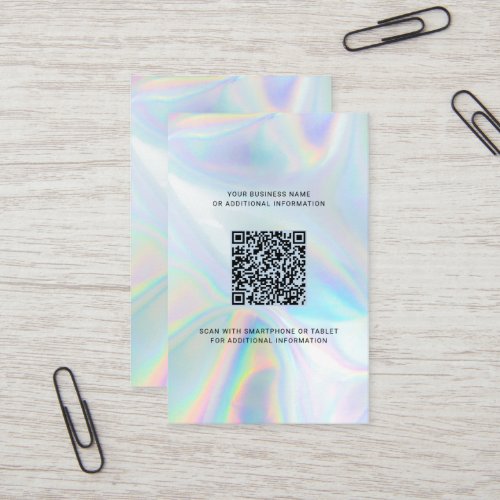 Holographic Modern Custom Logo and QR Code DIY Business Card