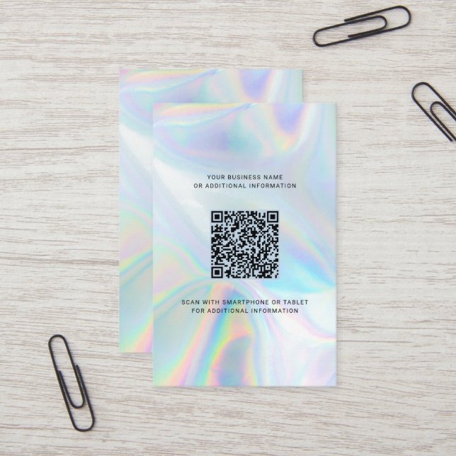 Holographic Modern Custom Logo and QR Code DIY Business Card (Front/Back In Situ)