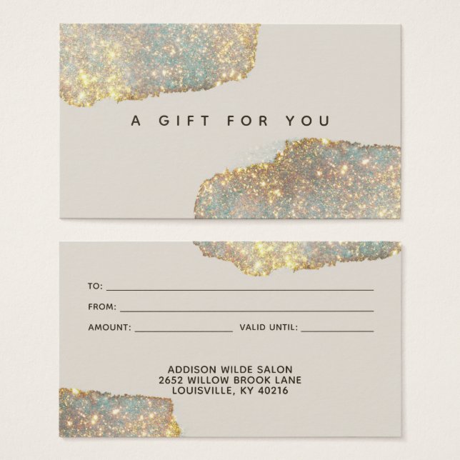 Holographic Modern Glam Glitter Gift Card (Front & Back)