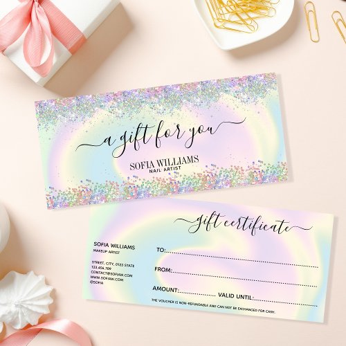 holographic modern holiday trendy girly voucher