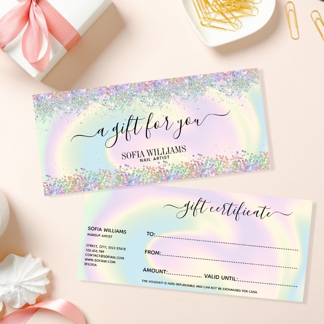 holographic modern holiday trendy girly voucher (Creator Uploaded)