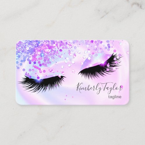 holographic modern makeup girly lashes iridescent business card