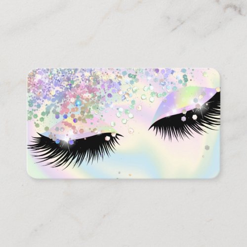 holographic modern makeup girly lashes iridescent business card