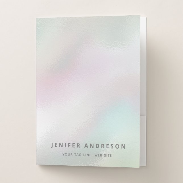 Holographic modern minimalist rainbow simple pocket folder (Front)