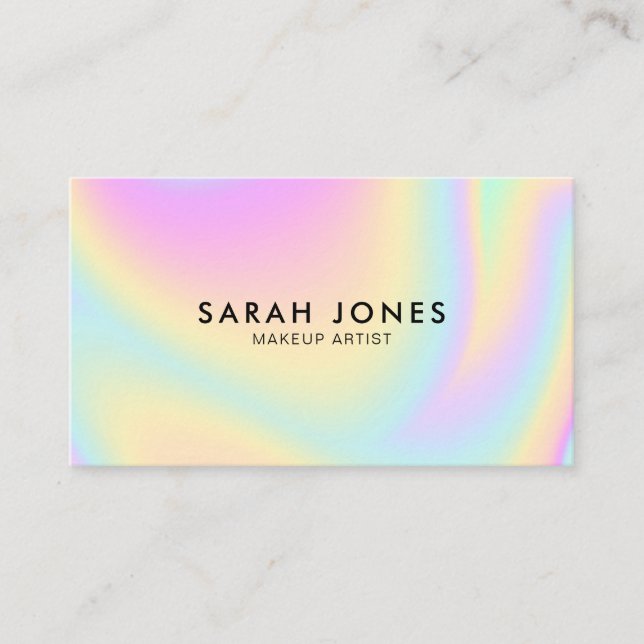 Holographic Modern Minimalist Trendy Business Card (Front)