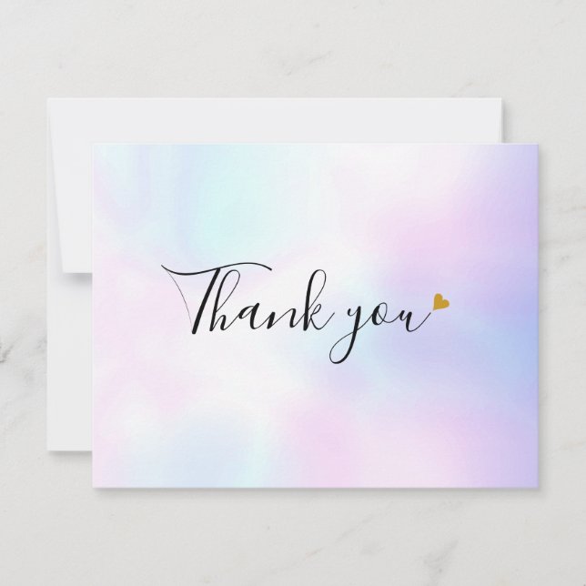 Holographic Modern Script Thank You Card (Front)