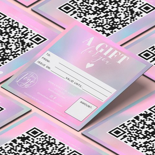 Holographic modern square gift certificate logo