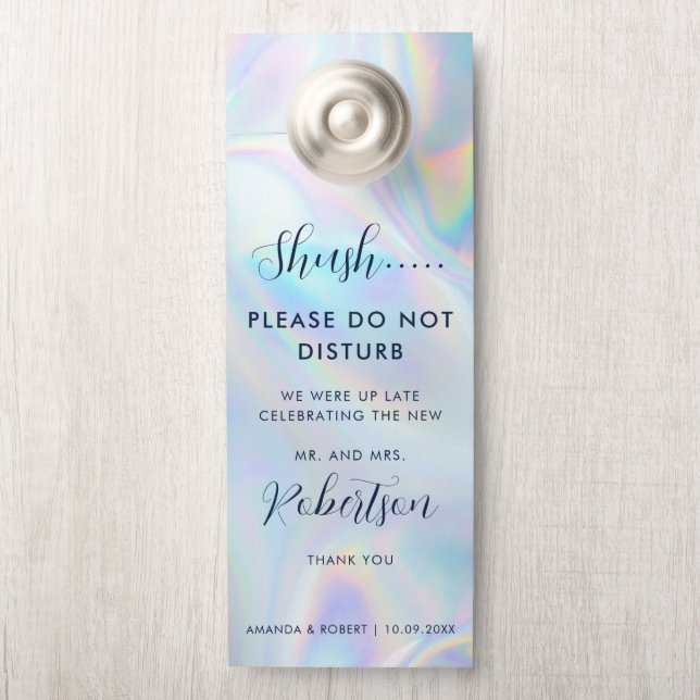 Holographic Modern Wedding Party Door Hanger (On Knob)