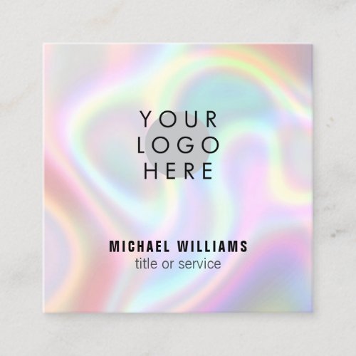 Holographic Modern Your Logo Social Media Icons Square Business Card