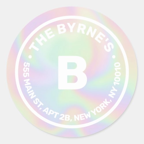 Holographic Monogram Address Classic Round Sticker