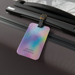 Holographic Monogram Modern Iridescent Travel Luggage Tag<br><div class="desc">Cute and sparkly faux holographic background luggage tag for your personal possessions. The design features a modern,  script,  typography,  trendy fonts and simple but effect background.

Perfect for a beautician or beauty salon owner,  makeup artist,  costume maker,  hair stylist,  or cosmetologist."</div>