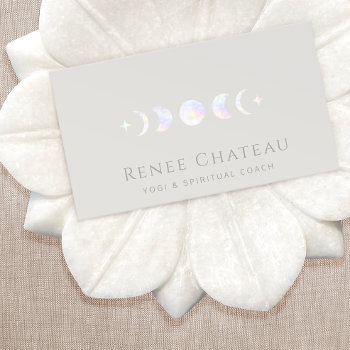 Holographic Moon Phase Yoga Spiritual Coach Business Card by sm_business_cards at Zazzle