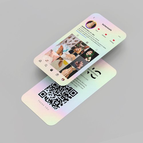 Holographic Nail Artist Modern Instagram  Business Card