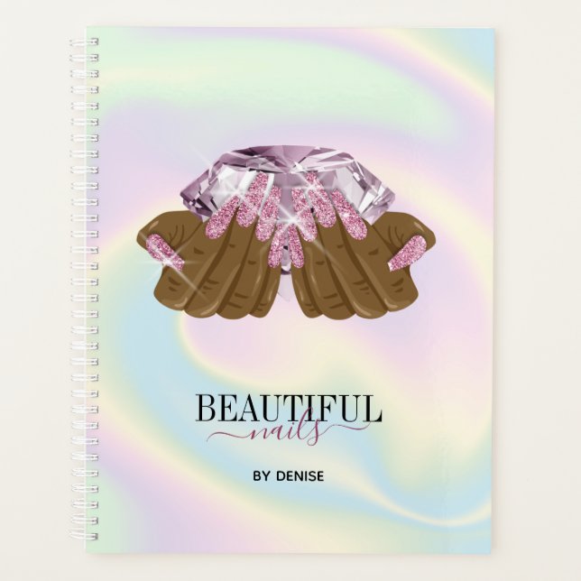 holographic nail salon woman hand nail appointment planner (Front)