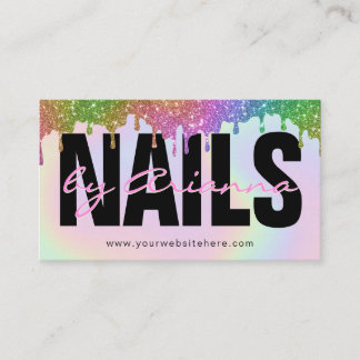 Holographic Nail Tech | Nail Stylist Paint Drip Business Card
